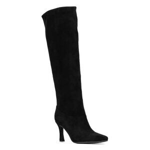 TORGEIS Donatella Black Suede Knee High Heel Boots Sz 8M